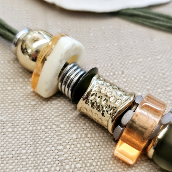 SET! Chico's Chunky Mixed Bead Necklace with Gemstone Stretchy Bracelet SET! - Picture 5 of 16